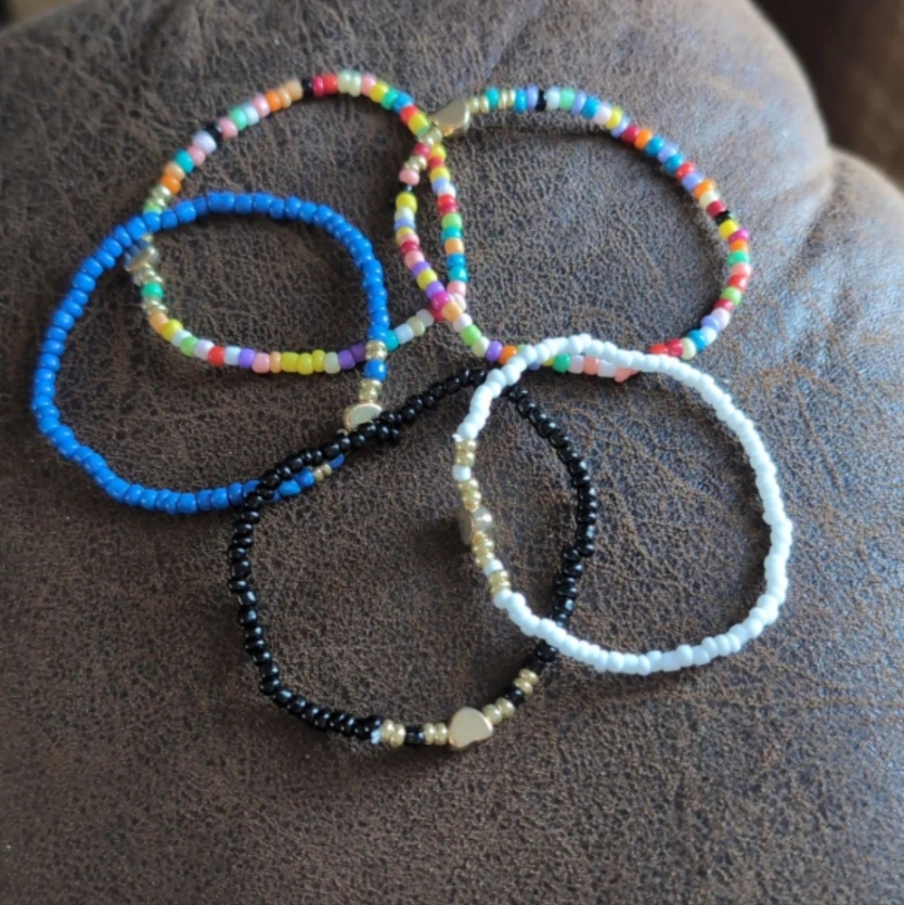 4$ Add On⭐Bohemian Style Colorful Seed Beads Mixed Heart Stack Bracelets #6